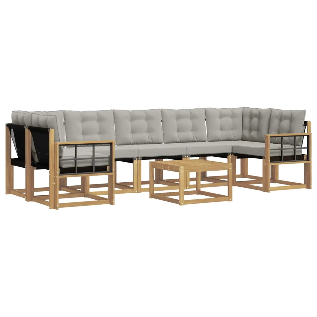 Set di divani da esterno 8 pz Bianco e Grigio Chiaro 3389313