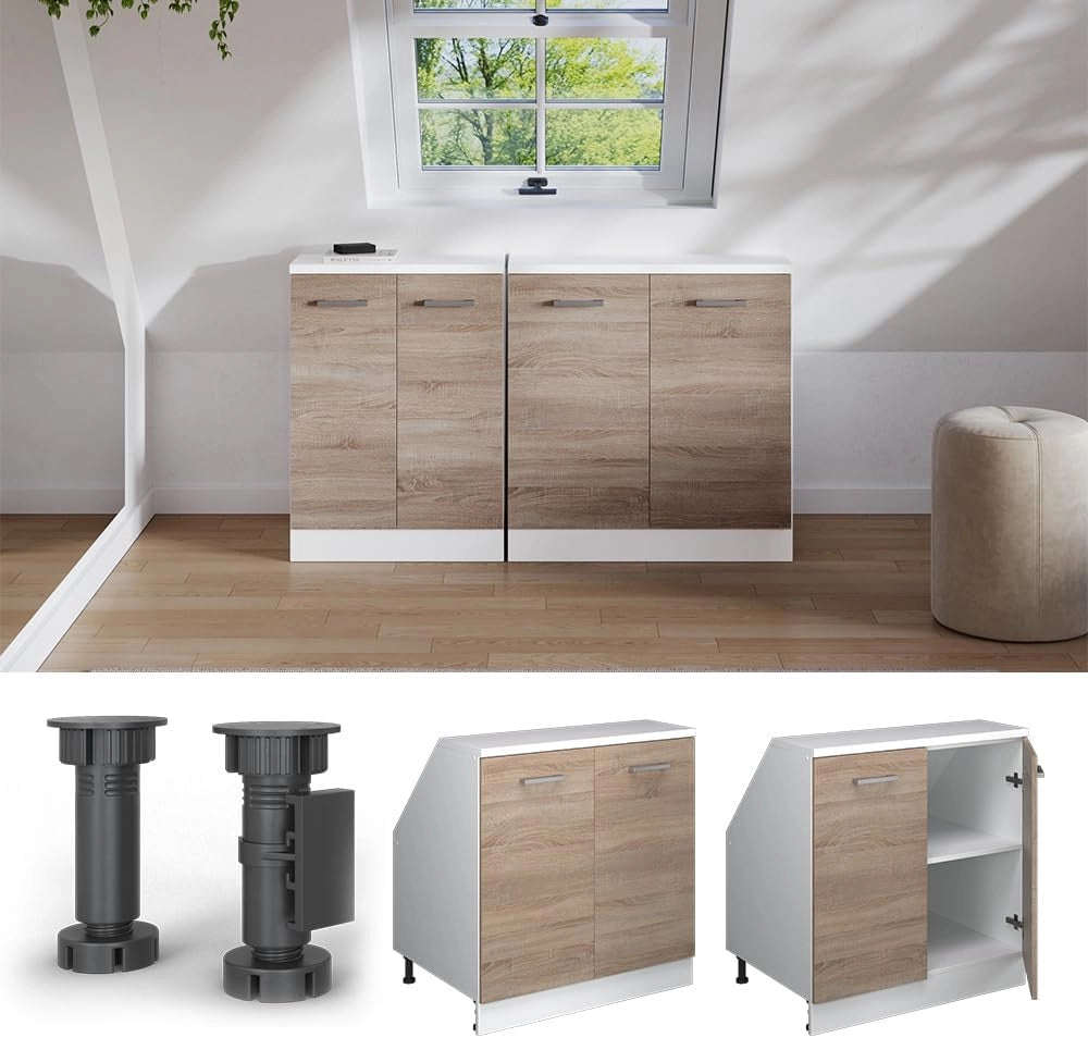 Mobile sottotetto Rion, Sonoma, 80 x 81.6 cm con 2 porte, carcassa 60 cm profondità, adatto per il salvaspazio sotto tetti spioventi