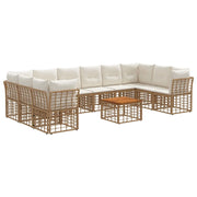 Set di divani da esterno 11 pcs Naturale e Bianco Crema