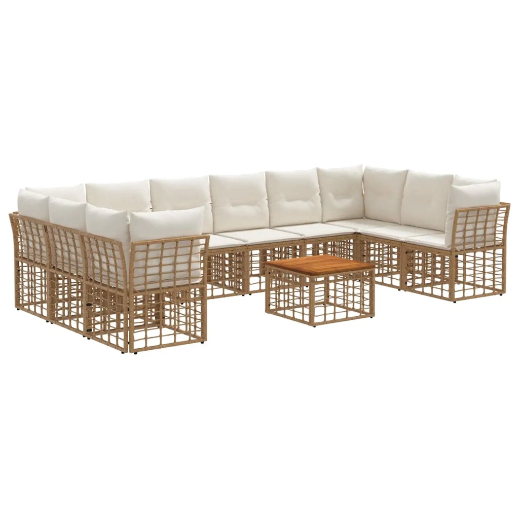 Set di divani da esterno 11 pcs Naturale e Bianco Crema
