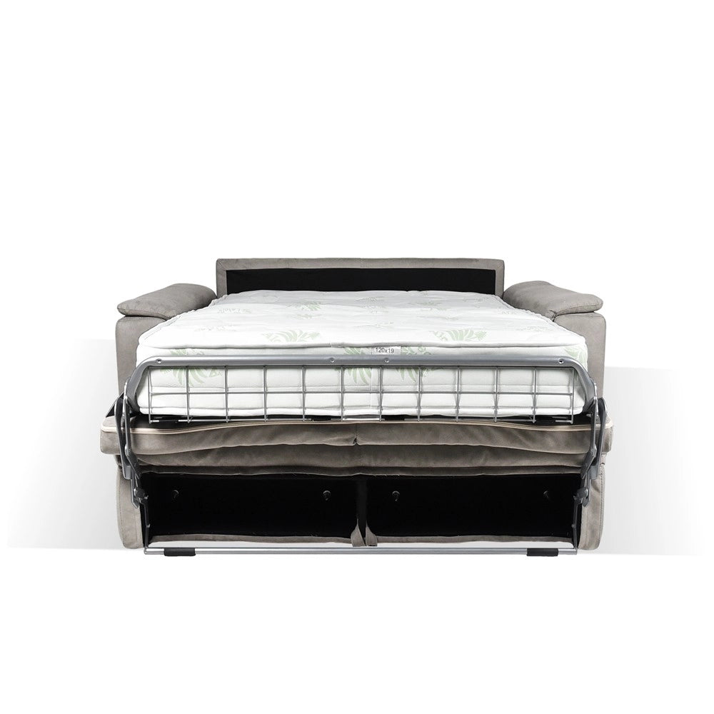 Divano letto Mercurio 2 posti poggiatesta reclinabili in tessuto Luna 19 light grey