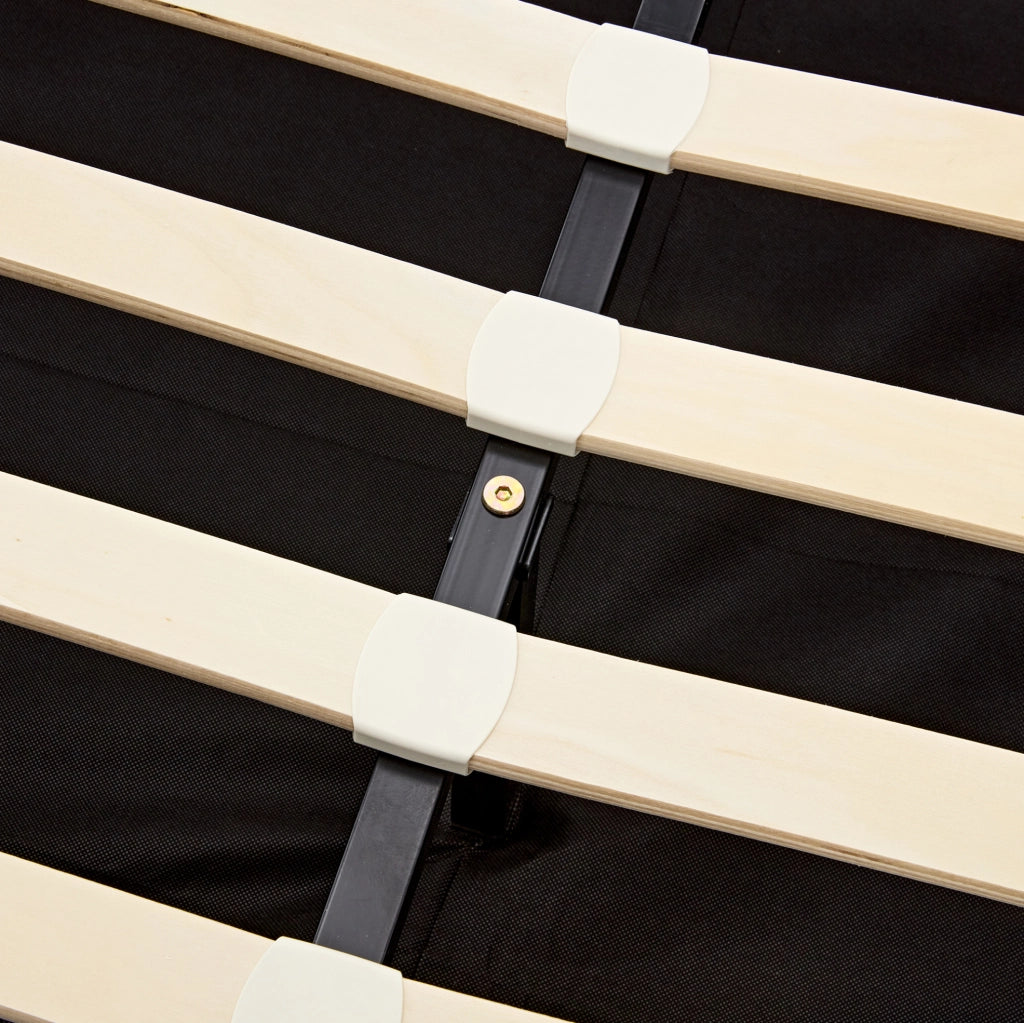 Letto imbottito 140x190 cm con USB; LED e contenitore; in PU nero
