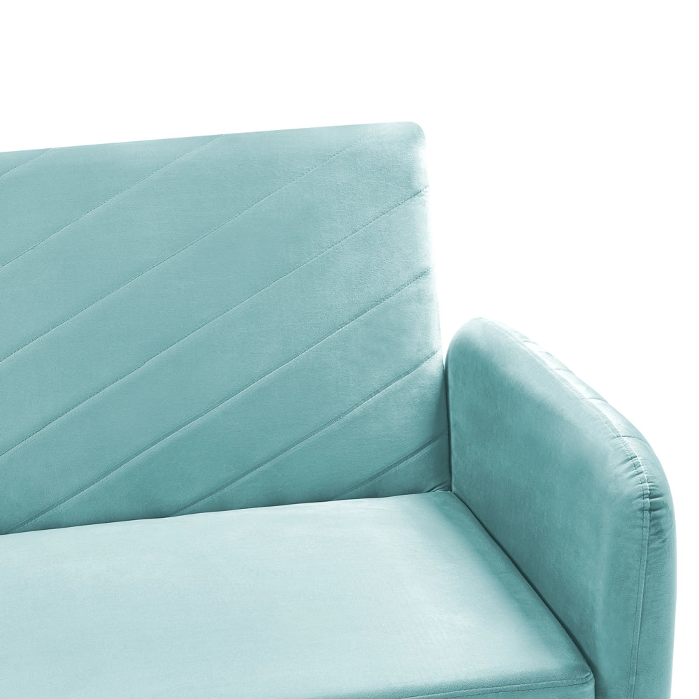 Divano Letto Tessuto Velluto Blu Navy Soggiorno Moderno 3 Posti Gambe In Legno Braccio A Pista