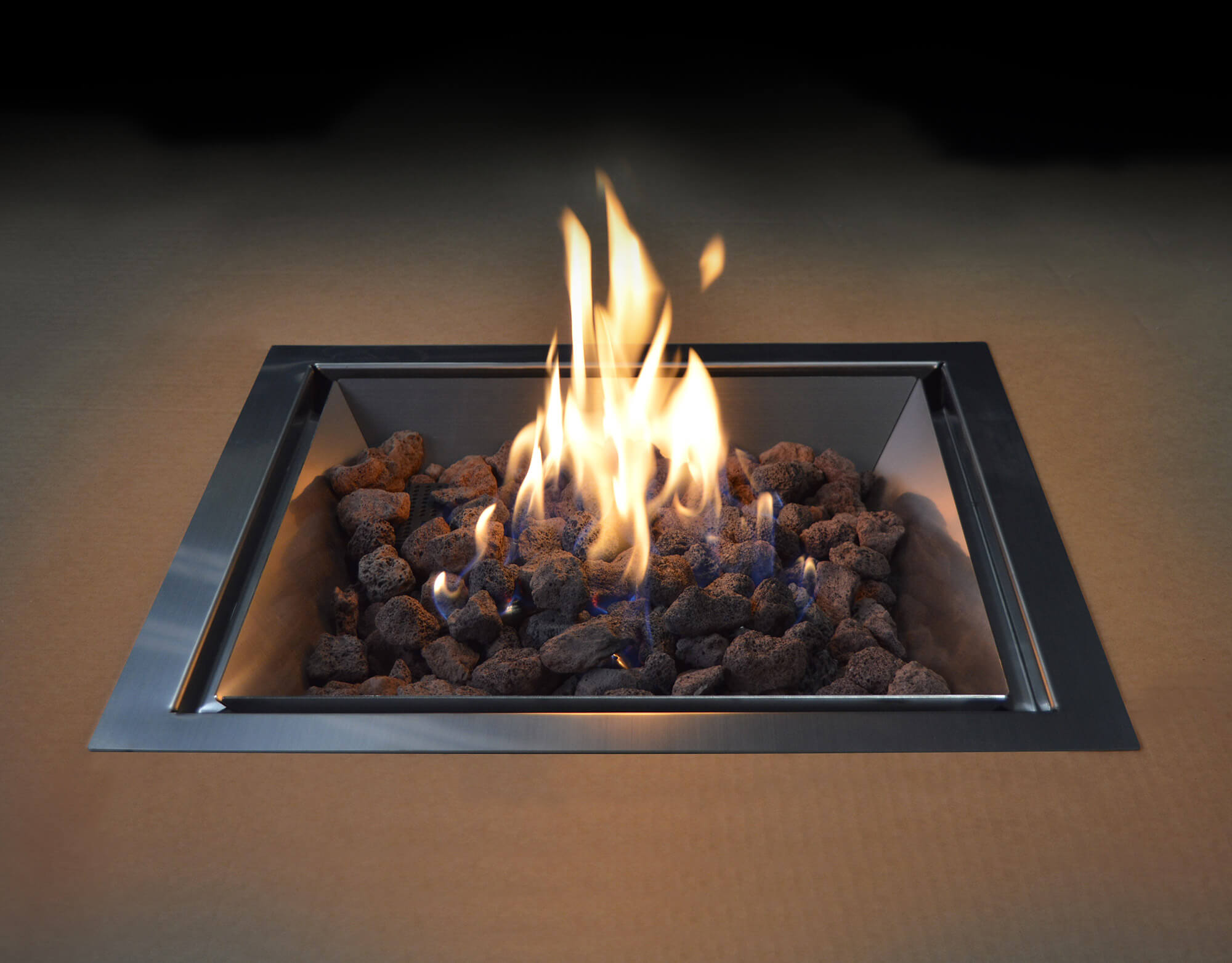 Bruciatore a Gas GPL da Incasso Effetto Camino 46x46x20 cm 9,7 kW in Acciaio Italkero Square