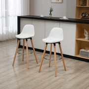 Set di 2 sgabelli da bar 38.5x42.5x91 cm con schienale e poggiapiedi in pelle rigenerata bianco