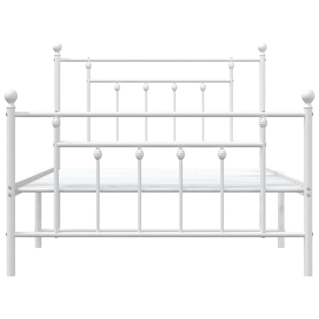 Giroletto con Testiera e Pediera-Struttura Letto Metallo Bianco 100x200 cm 758424
