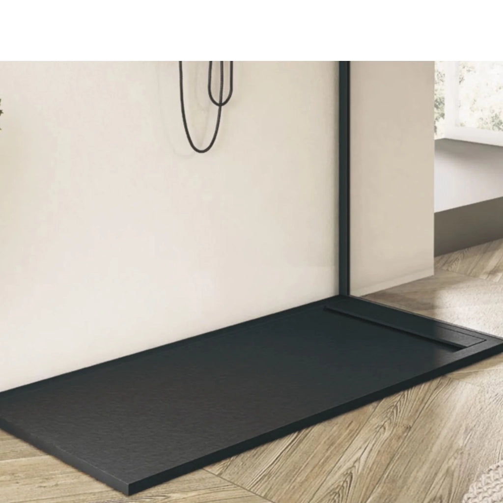 Piatto doccia Bidai con bordo 80X130 cm colore Nero RAL 9005 griglia Nera