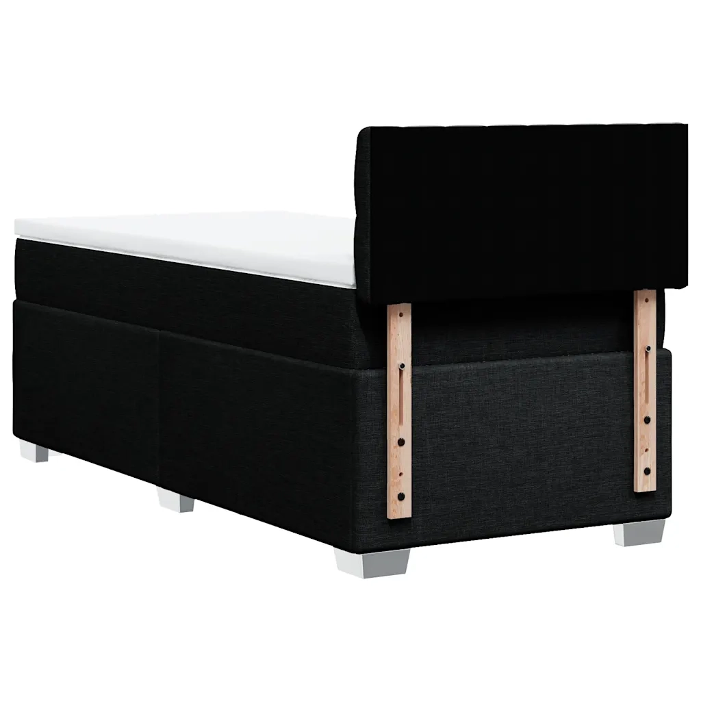 Letto singolo | Letto per adulti | Giroletto a Molle con Materasso Nero 80x200 cm inTessuto
