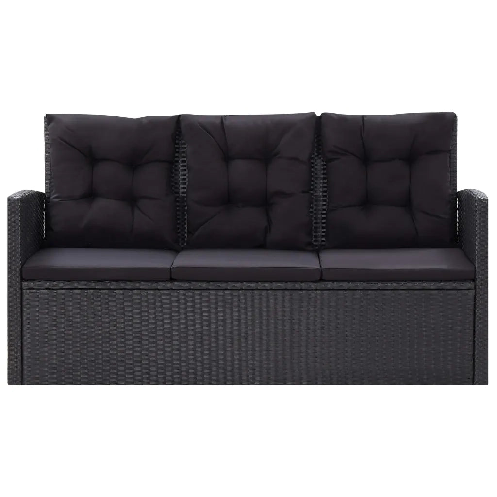 Set Divani da Giardino 6 pz con Cuscini in Polyrattan Nero cod mxl 39874