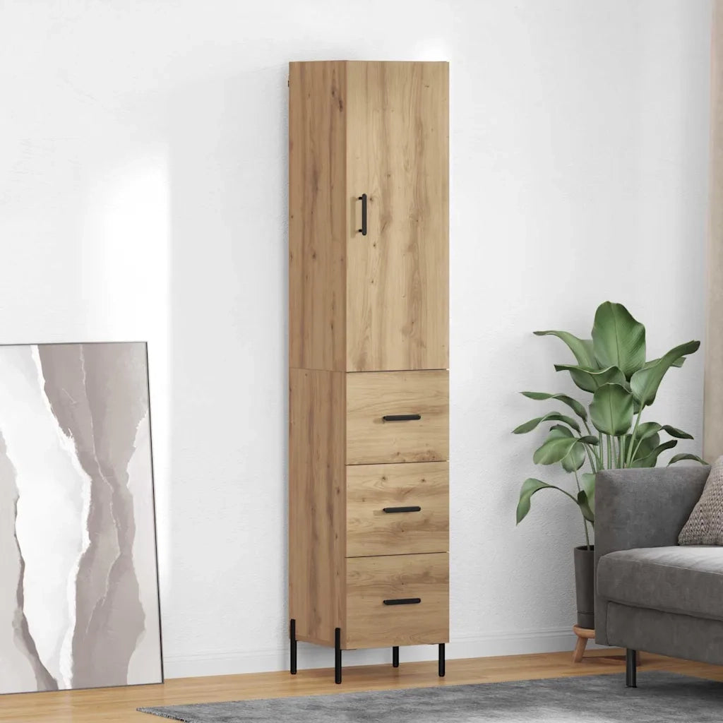 Credenza con Cassetto-Buffet-Armadio da cucina Rovere artigianale 34,5 x 34 x 180 cm 397432