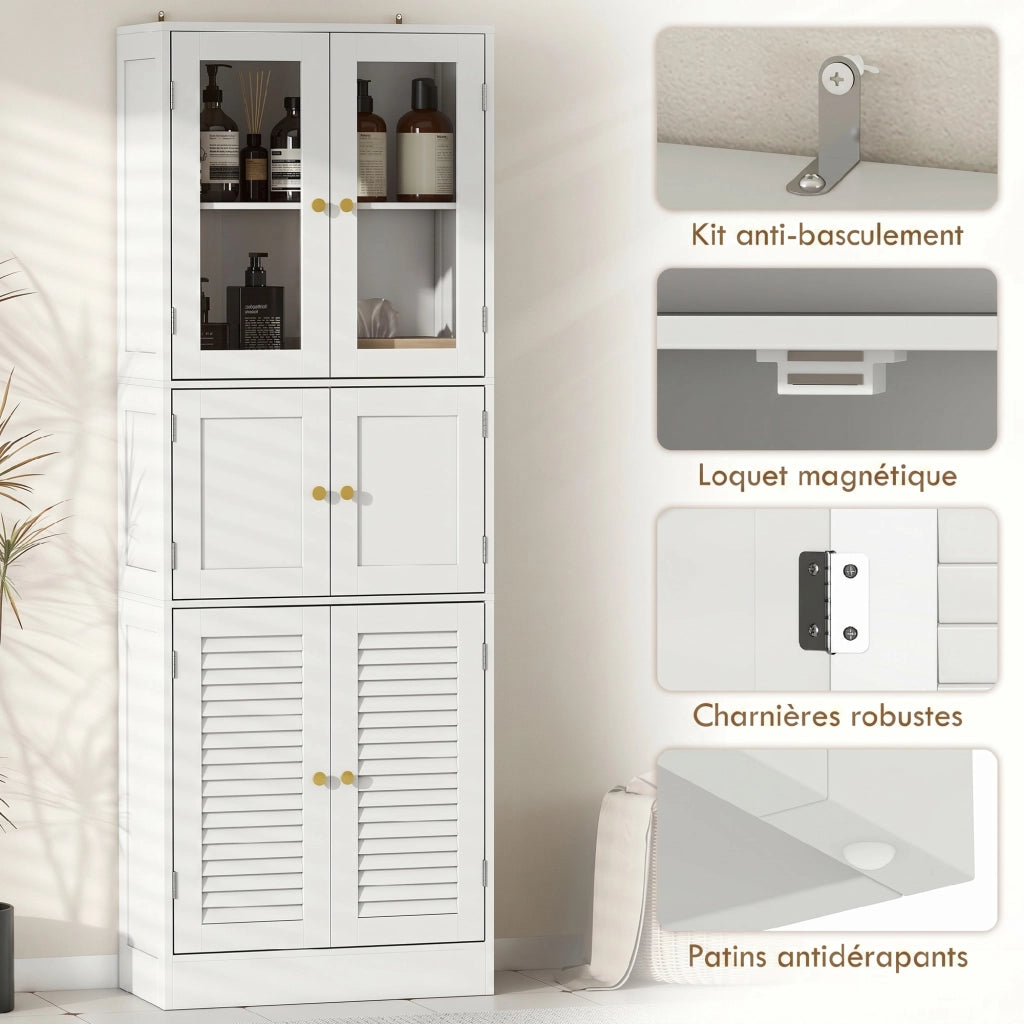 Mobile bagno alto con 6 ante ¨C zephmum ¨C bianco 120x30x80