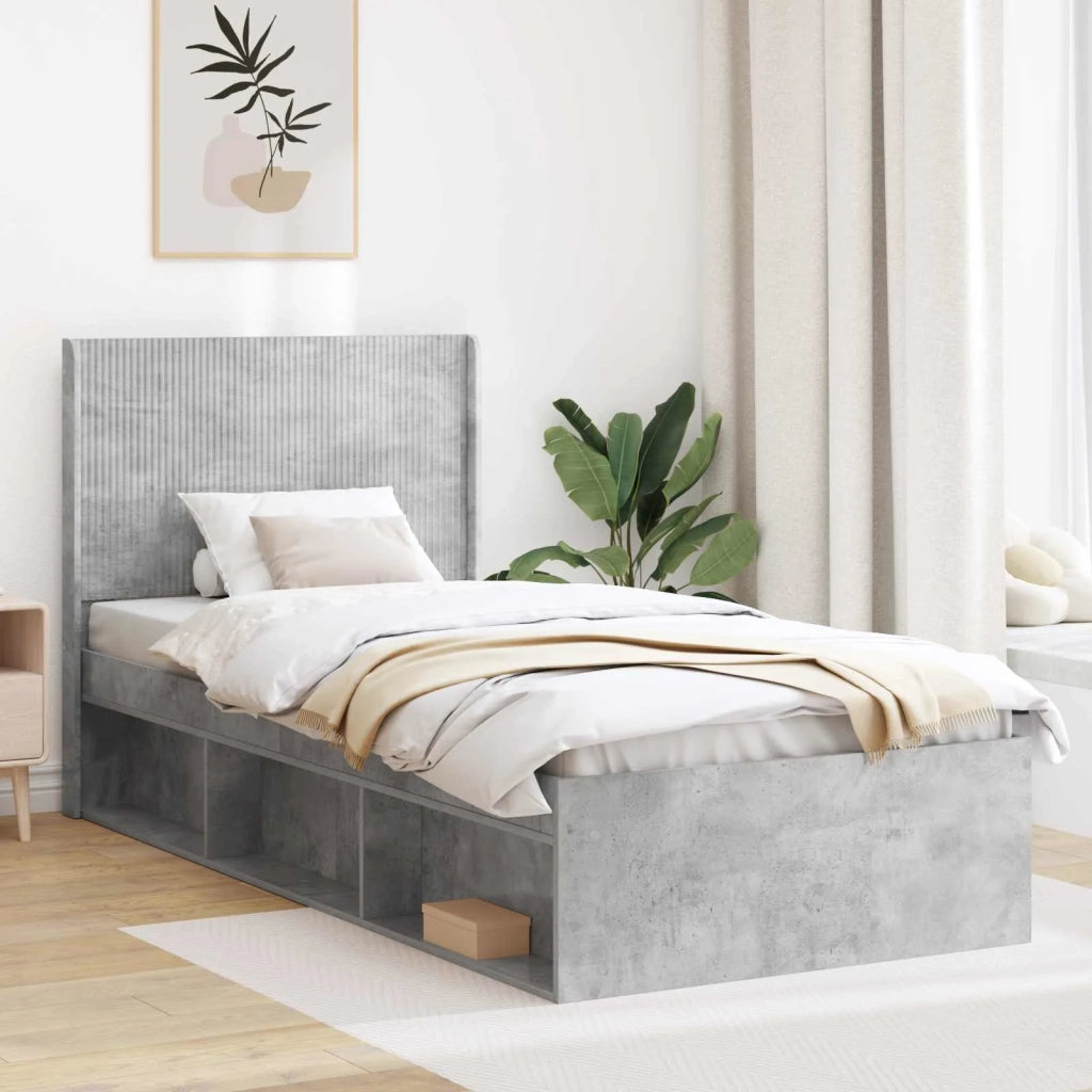 Struttura del letto con stoccaggio e testata-Giroletto con contenitore Grigio Cemento 963556