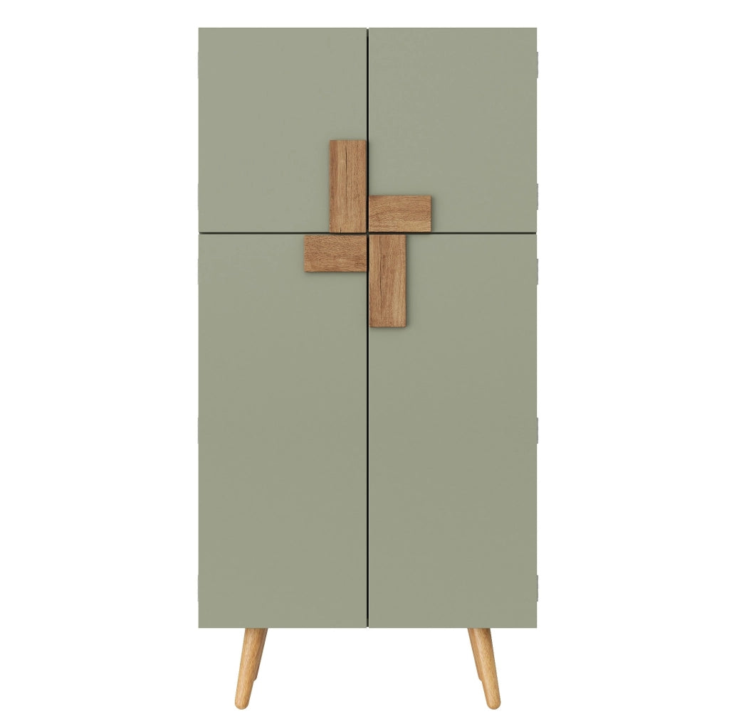 Armadio da cucina 60x35x120 cm con 4 ante e ripiani regolabili in MDF verde
