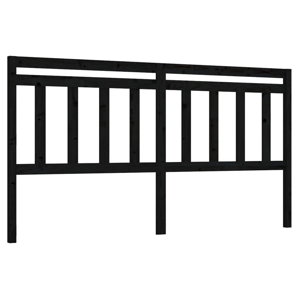 Testiera per Letto Nera 206x4x100 cm in Legno Massello di Pino 814118