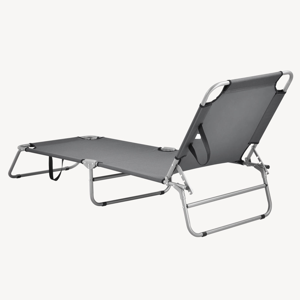 Set di 2 Lettini Prendisole Carcao con Schienali Reclinabili Sdraio Portatile - Grigio Scuro casa.pro