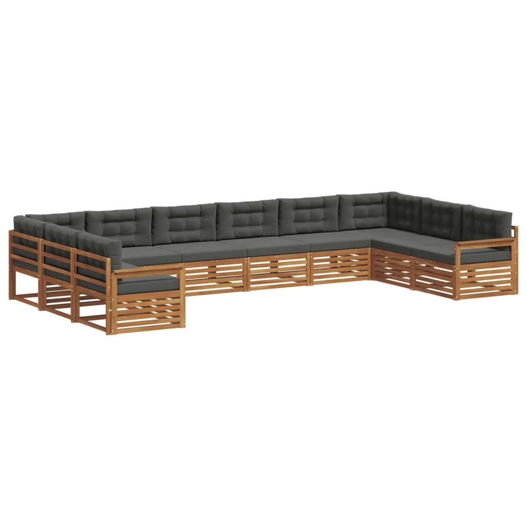 Set divani 9 pcs Naturale e Antracite Legno di Acacia Massello