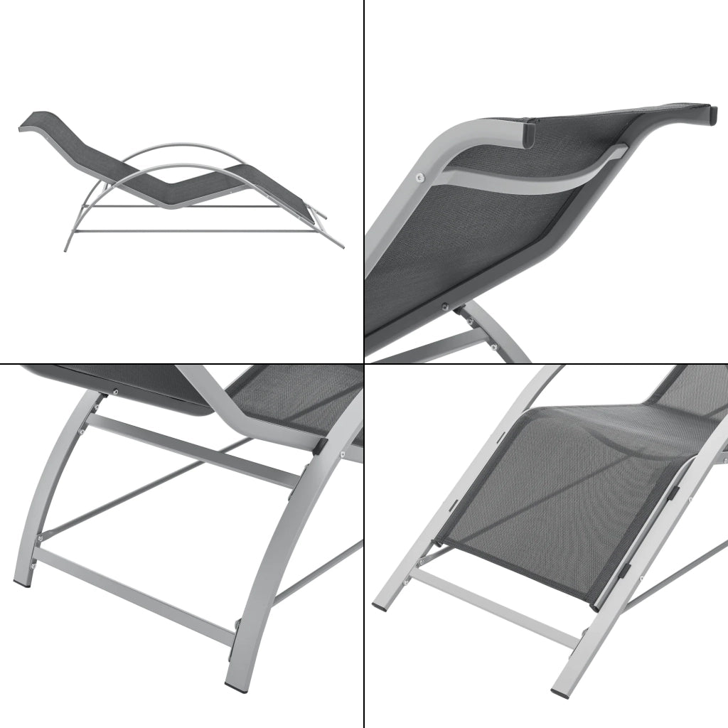 Set di 3 mobili da giardino: lettini prendisole e tavolo grigio e nero 03_0008780