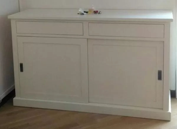 Madia credenza legno 2 porte scorrevoli bianco 150x50x90h (720) - Mobili 2G