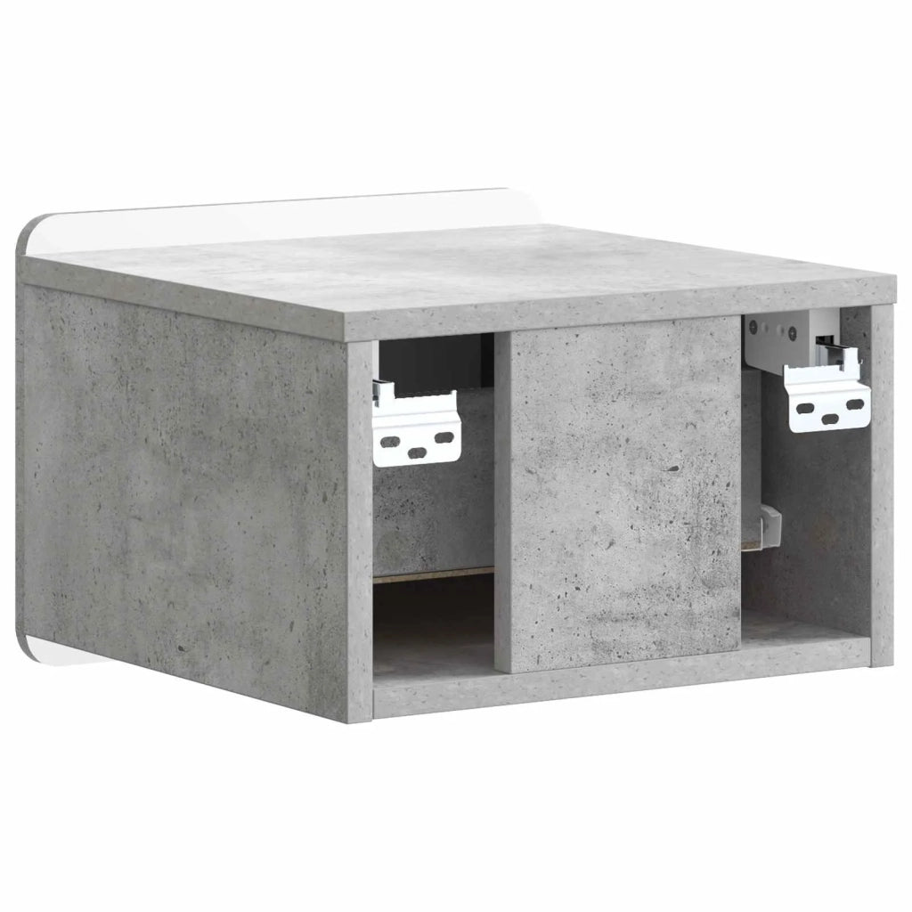 Mobiletto da notte a muro con cassetto 2 pcs Grigio Cemento