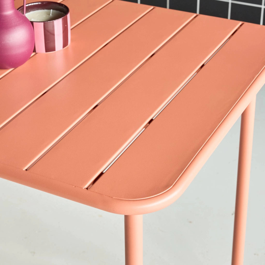 Tavolo da giardino in acciaio, 4 posti, 120cm, rosa tostato
