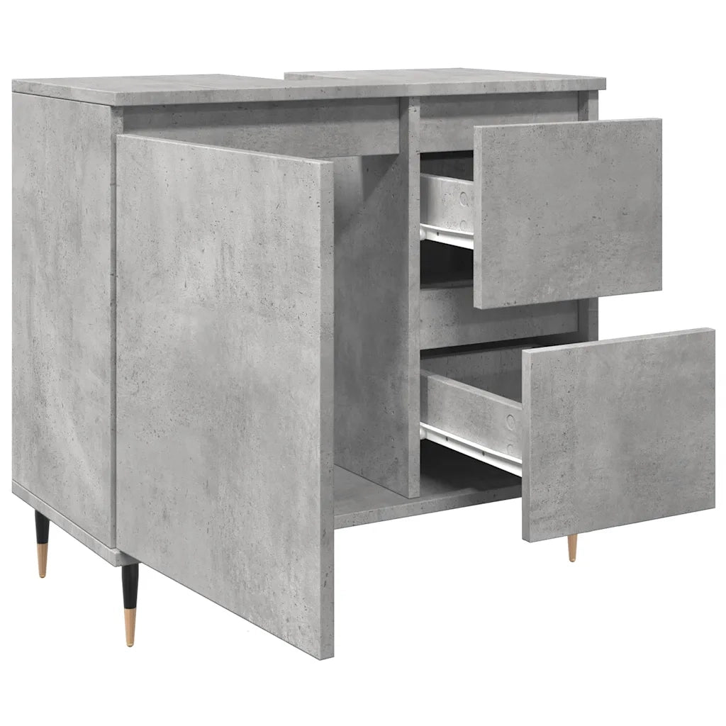 Armadietto da Bagno Grigio Cemento 65x33x60cm in Truciolato 857222