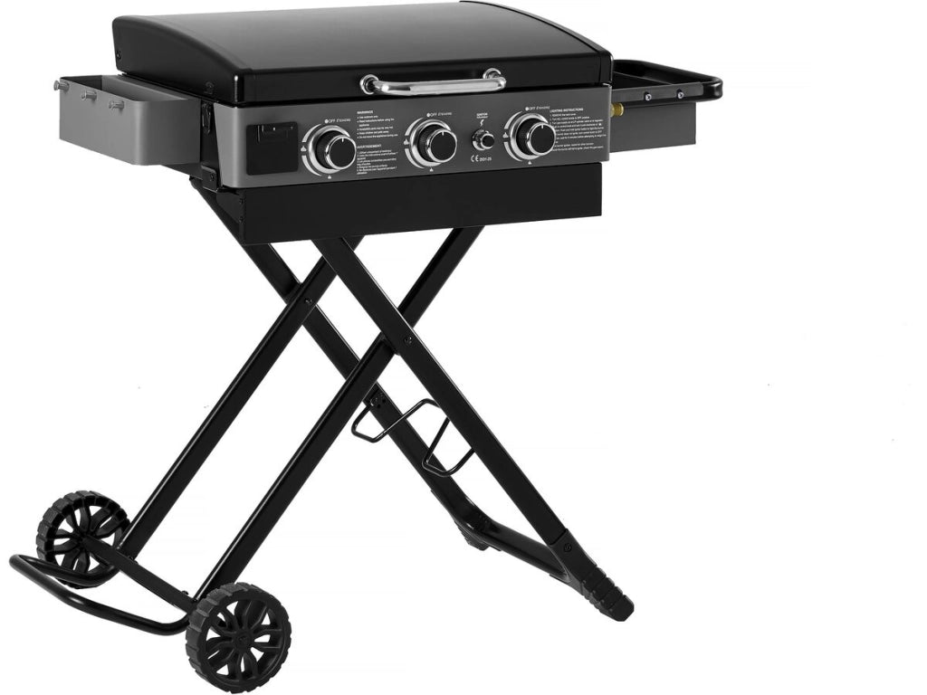 Plancha à gaz avec chariot pliable et portable "Firo" - 7,5 kw - Nero
