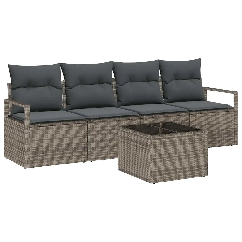 Set Divano da Giardino 5 pcs Grigio 55 x 55 x 37 cm polyrattan