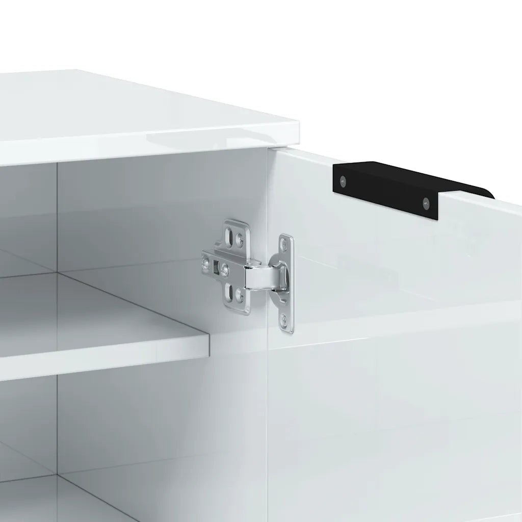 Scarpiera Bianco Lucido 59x35x100,5 cm in Legno Multistrato 811445