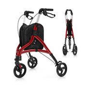 Deambulatore pieghevole 78 x 67,5 x 86-96 cm per anziani con 3 ruote antiscivolo telaio in alluminio leggero in rosso 20_0011680