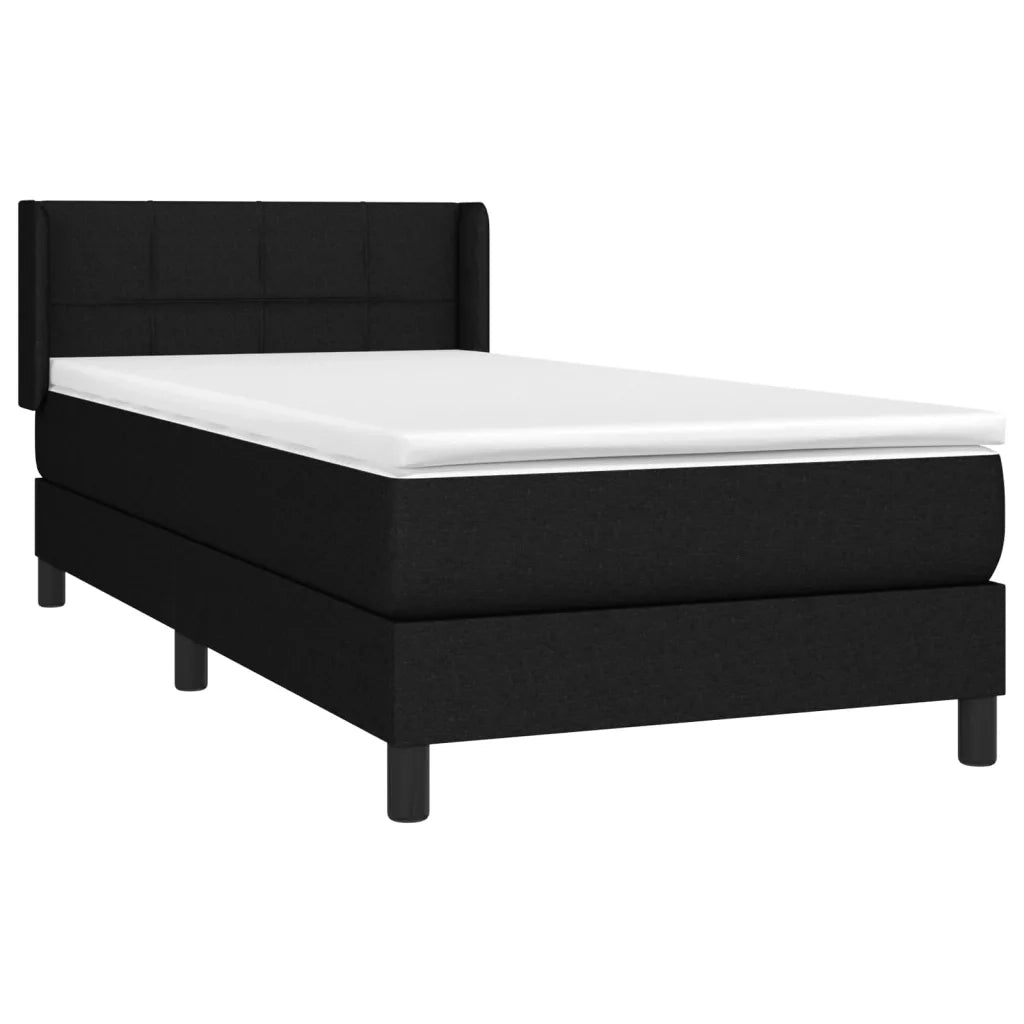 Giroletto a Molle con Materasso-Struttura Letto Nero 80x200 cm inTessuto 587817