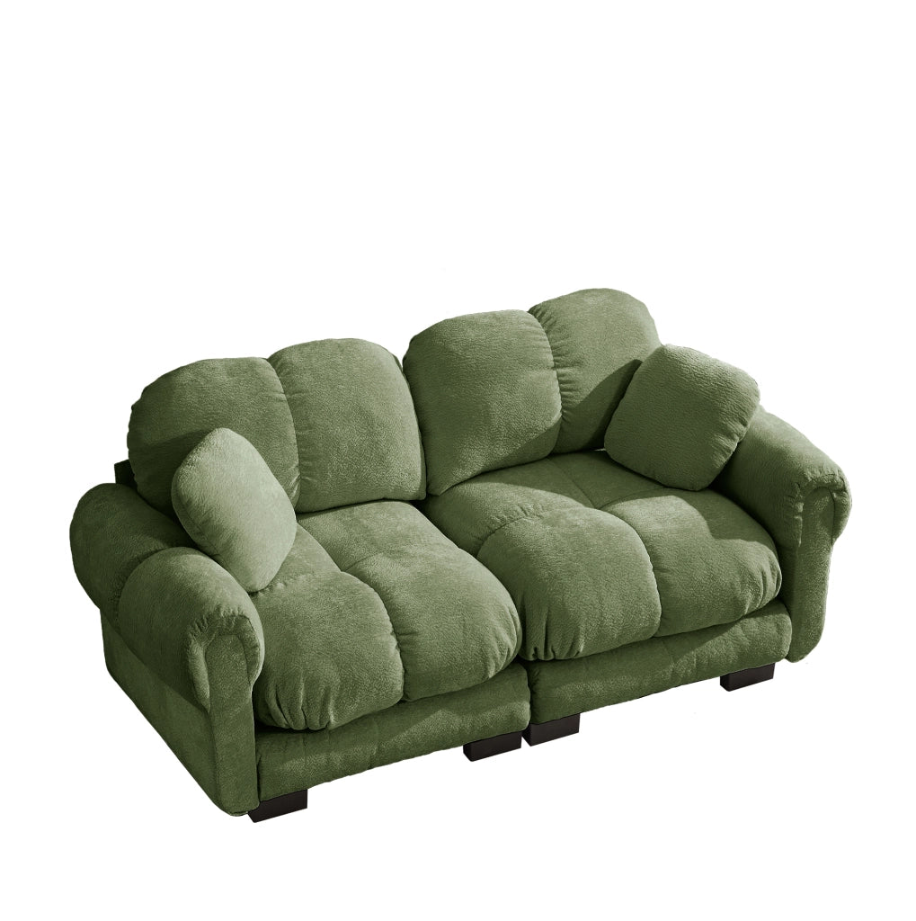 Divano modulare in chenille con cuciture trapuntate 190x86x90 cm; verde