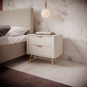 Baari, Comodino 2 Cassetti, 63x38x55h cm Beige