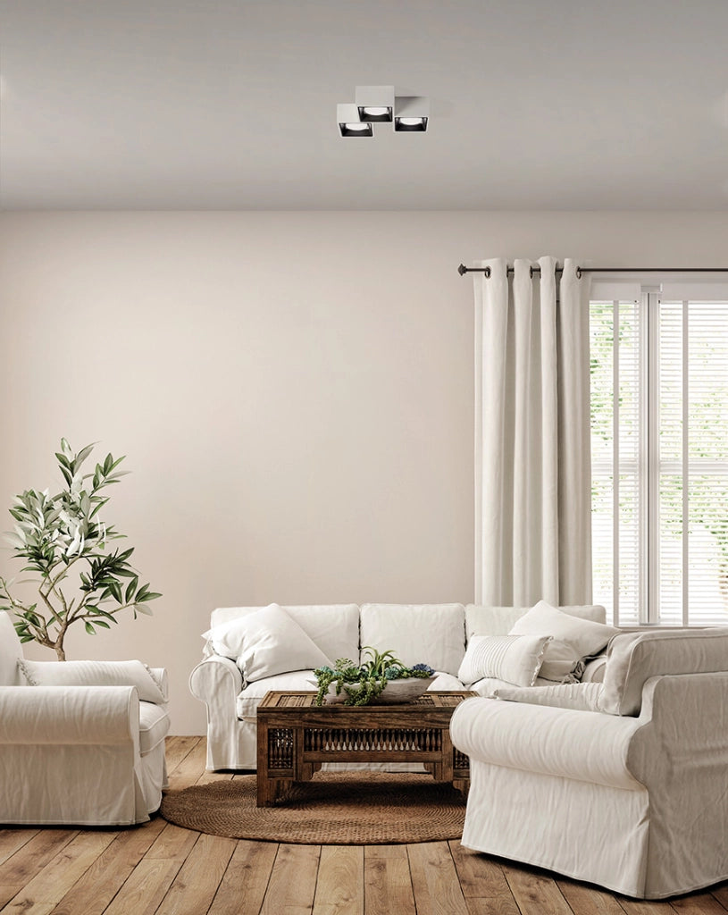 NASSO  lampada da Soffitto 3 Luci attacco GX53 quadrata Nero in gesso e alluminio