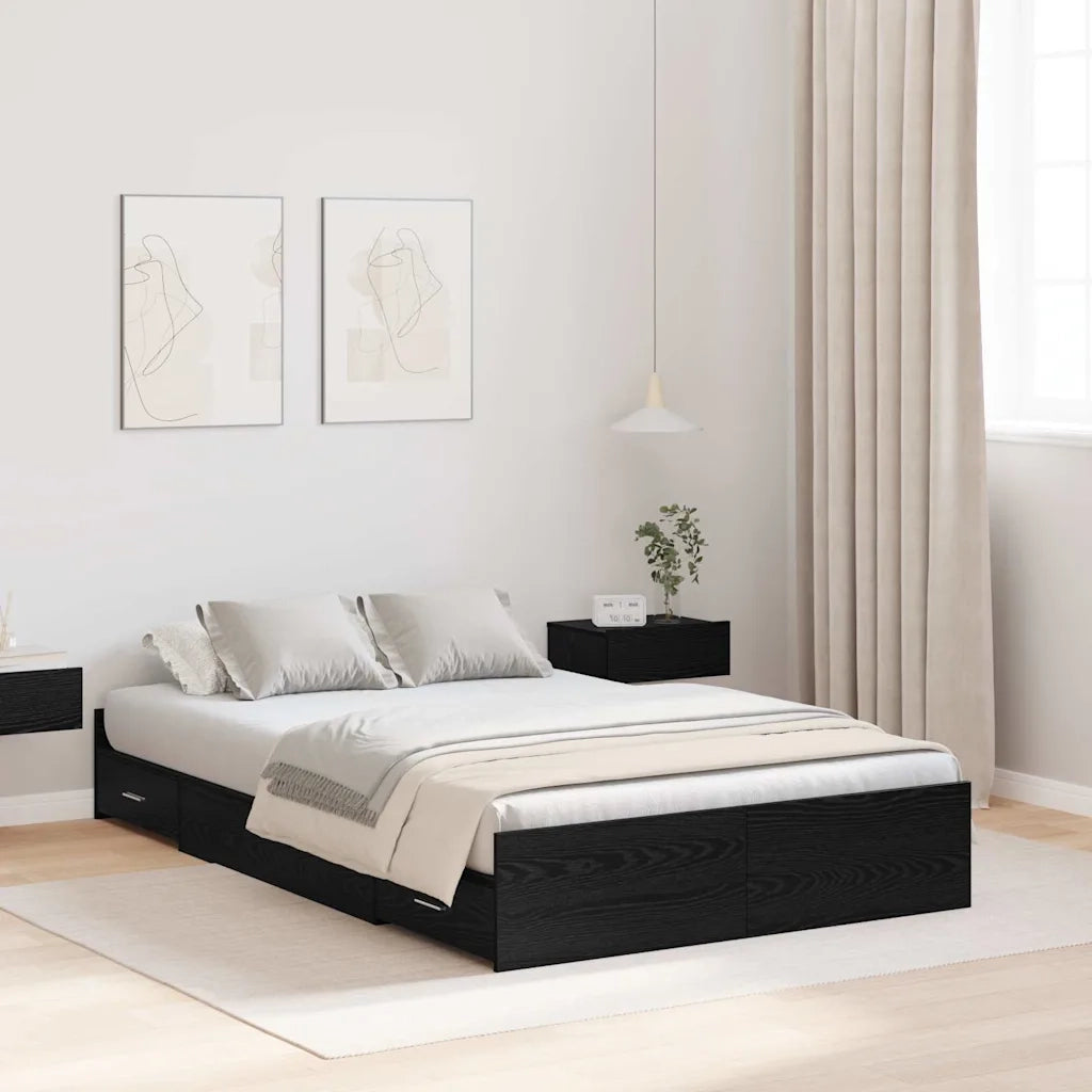 Struttura letto con contenitore Rovere Nero 120 x 200 cm 3335302