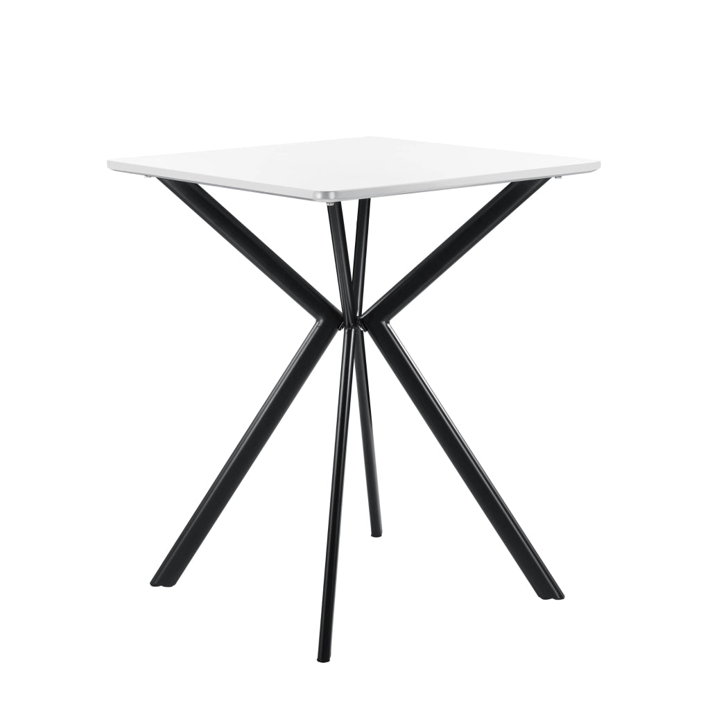 Tavolo da Pranzo con Piano Quadrato 60 x 60 cm Gambe di Design in Metallo - Bianco / Nero [en.casa]