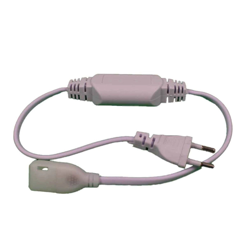 Cavo di Alimentazione per Striscia LED 8A 2Gx0,75mm² 200-240V Lunghezza 0,5m Colore Bianco + Tappi di Chiusura