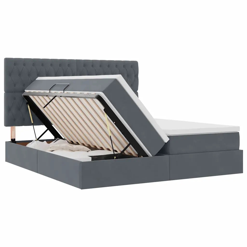 Letto con Contenitore Grigio scuro 180 x 200 cm Velluto