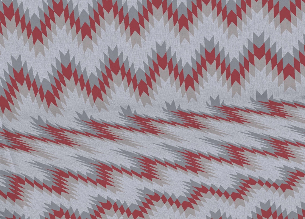 Telo Arredo Multiuso Linea Pensieri Delicati In 100% Cotone Dis Zig Zag 7672 - Matrimoniale - Rosso