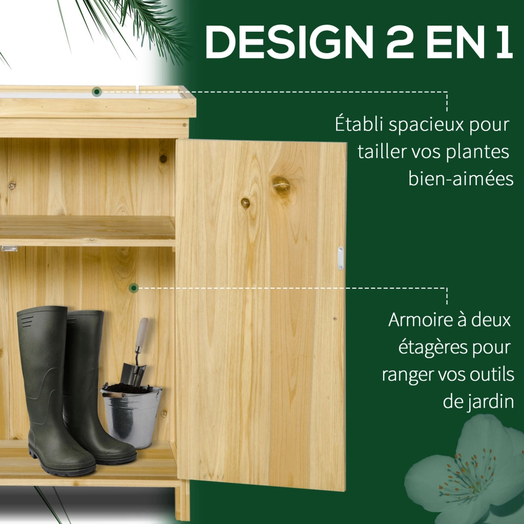 Armadio da giardino ¨C zephmum ¨C legno massello metallo 80x45x92 cm