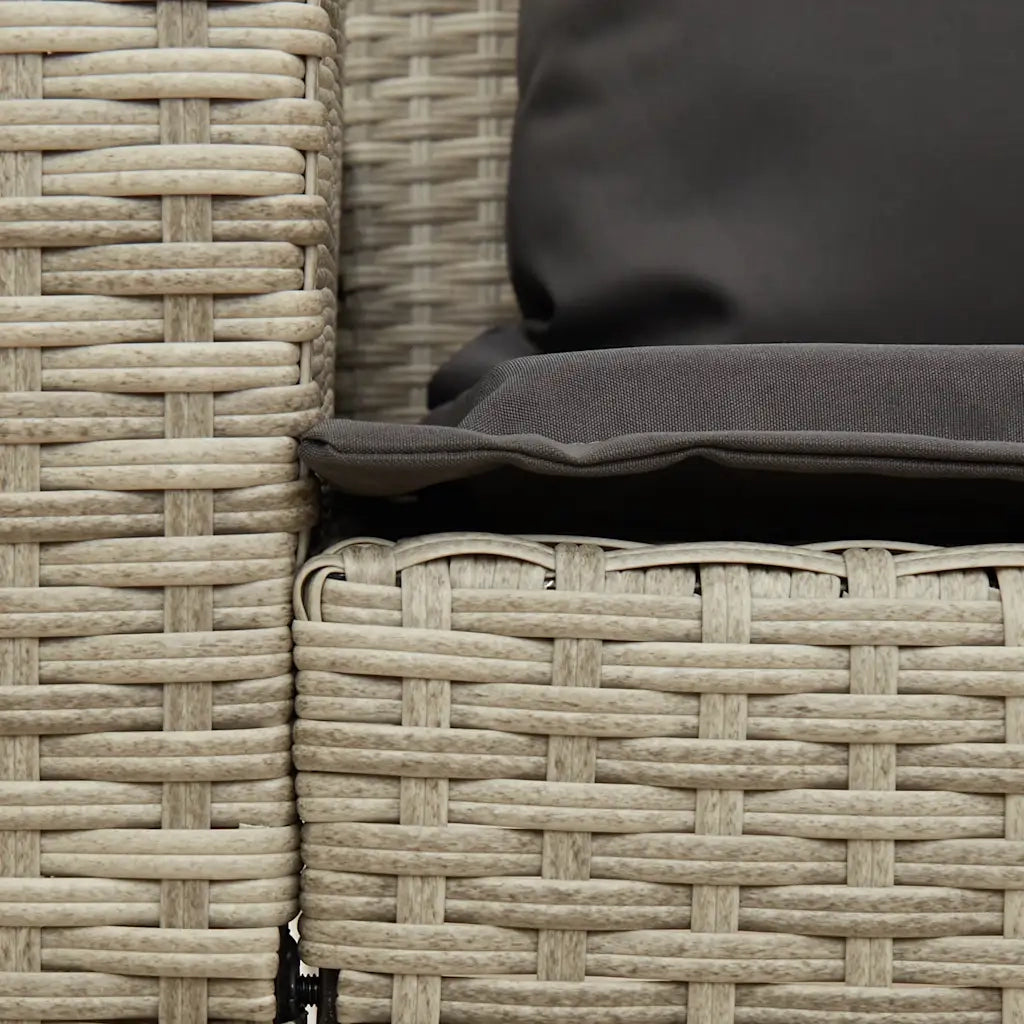 Divano da Giardino con Cuscini in Polyrattan Grigio Chiaro