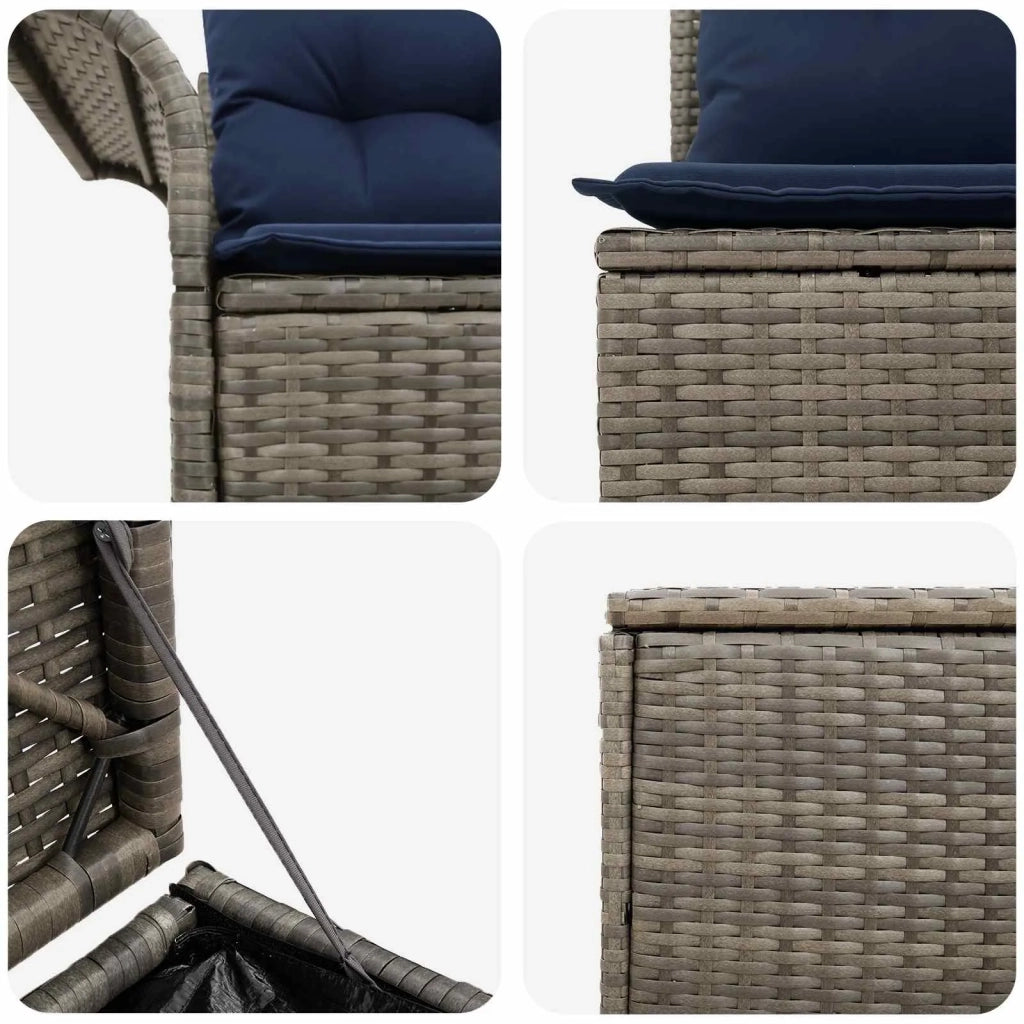 Set di divani 5 pz Grigio e Blu Navy Rattan sintetico e Acciaio 3447739