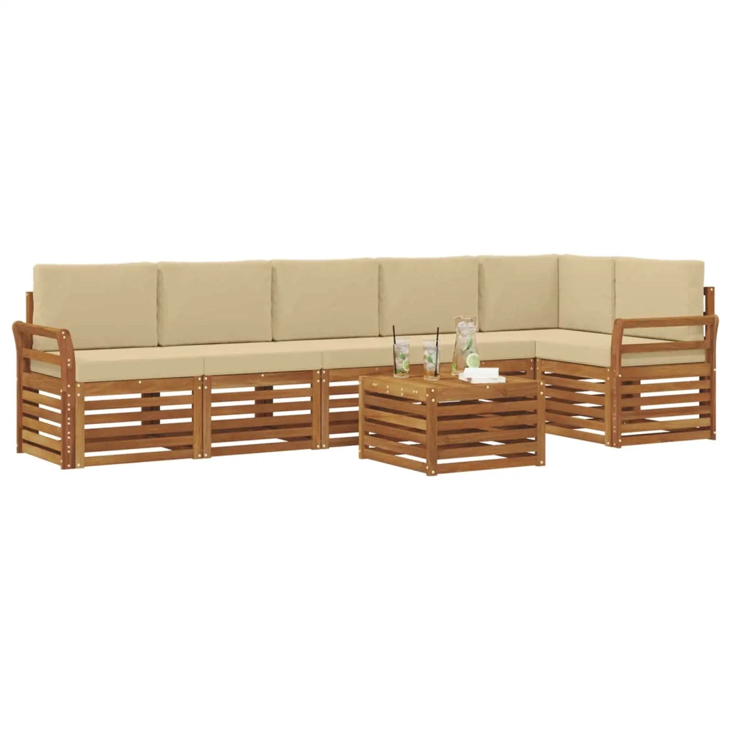 Set divano sezionale con cuscino 7 pcs Naturale e Beige 3374933