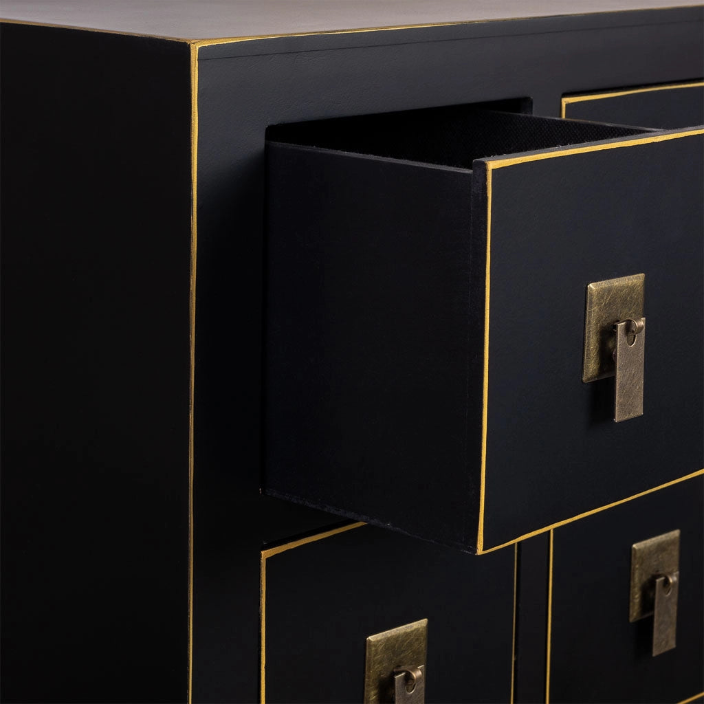 Mobile ausiliario in legno con 6 cassetti e 2 porte 63x26x101