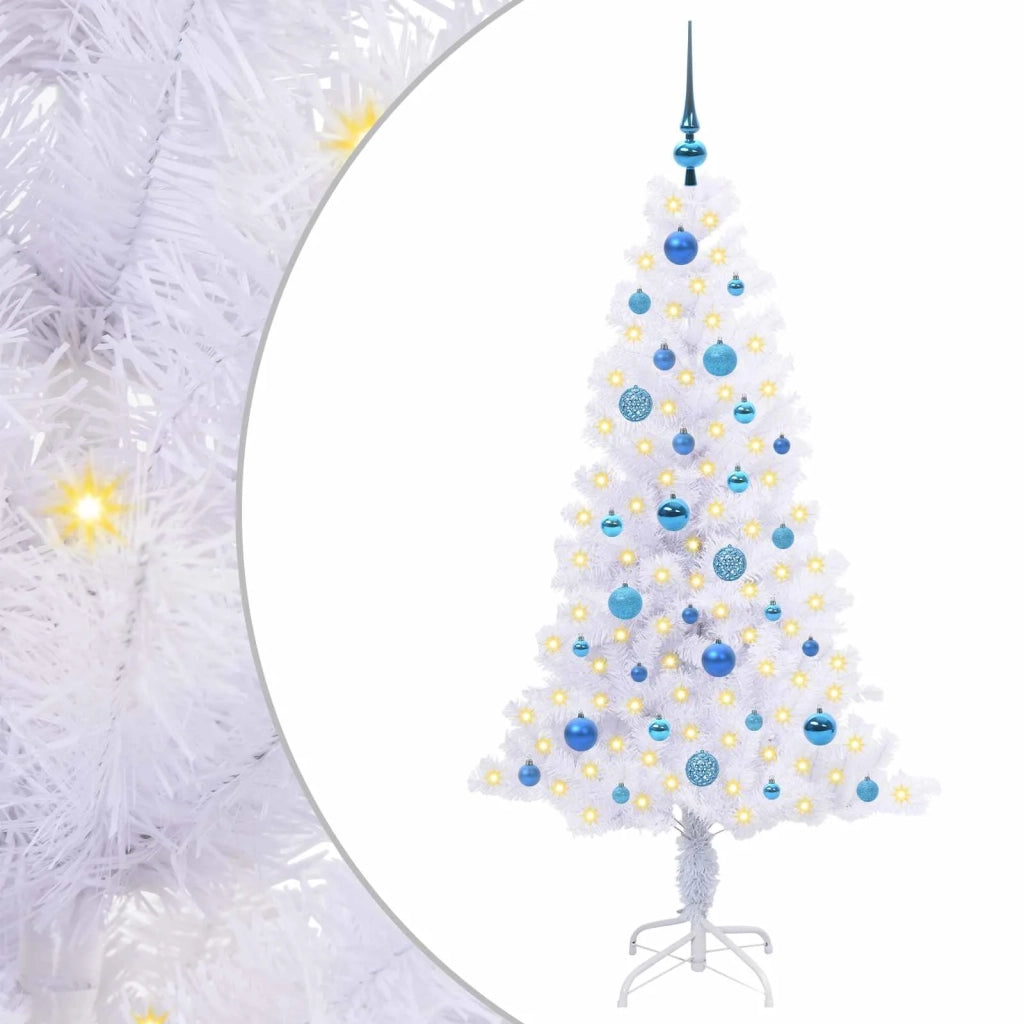 Albero di Natale Artificiale-Albero Natalizio Bianco 150 cm PVC e Acciaio 576640