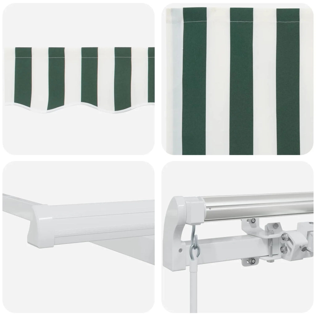 Tenda da Sole | Tenda Retrattile Verde e Bianco 400 ¡Á 300 cm