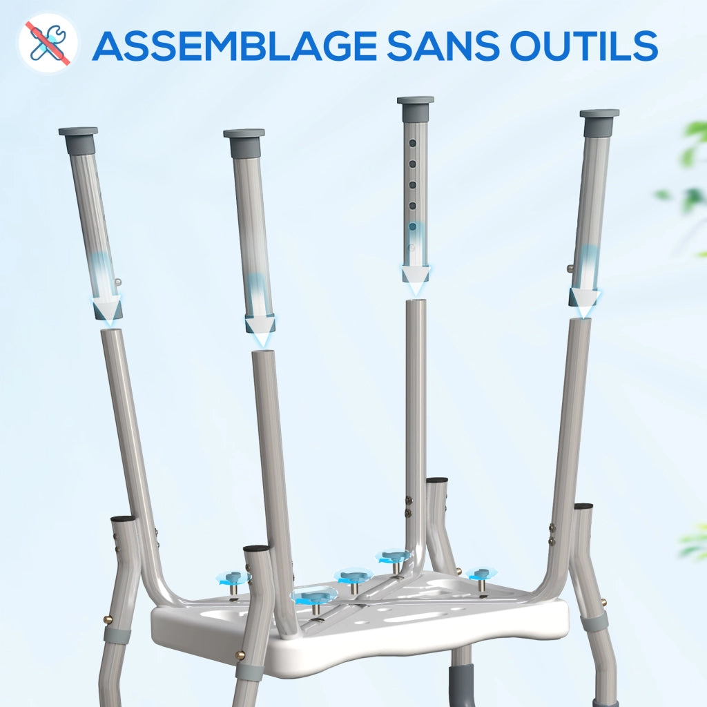 Sgabello da doccia con braccioli ¨C zephmum ¨C regolabile in altezza antiscivolo blu