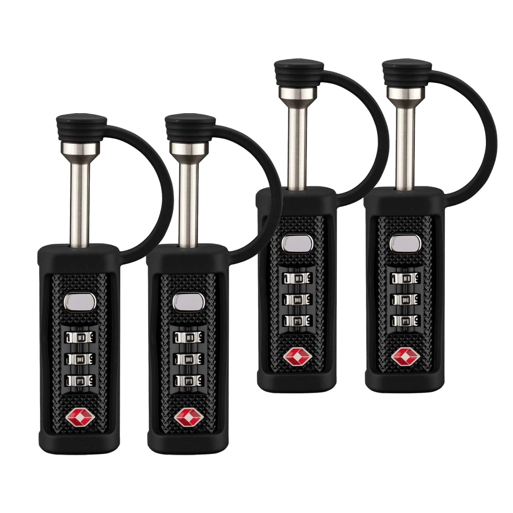 Set di 4x Lucchetto tsa a combinazione con 3 cifre, serratura per valigie, custodie e valigette porta armi, chiusura di sicurezza, 4 pezzi