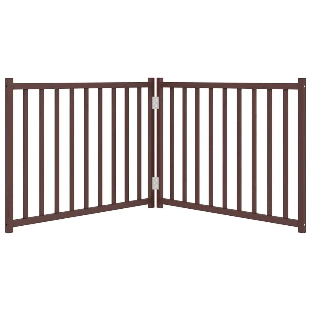 Cancelletto di sicurezza pieghevole per cani 2 pannelli 160 cm legno massello di abete marrone 02_0023050