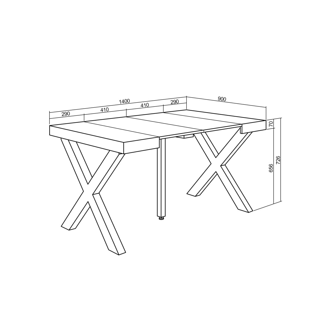 Consolle allungabile, 58 fino 140x90x73cm, Per 6 persone, Gambe in legno, Bianco RF2728