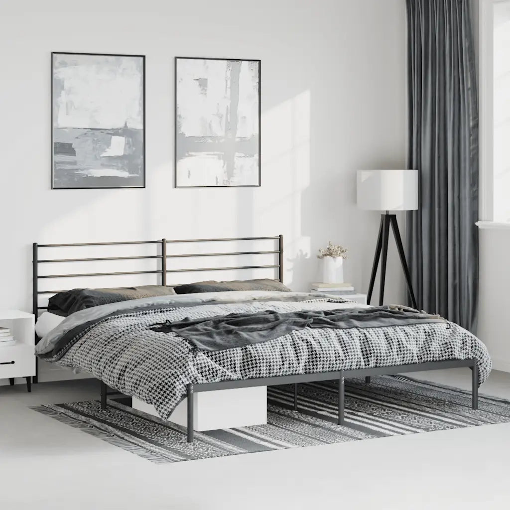 Giroletto con Testiera in Metallo Nero 183x213 cm 352324